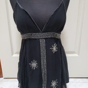 Foley & Corinna Rhinestone/Silk Halter S